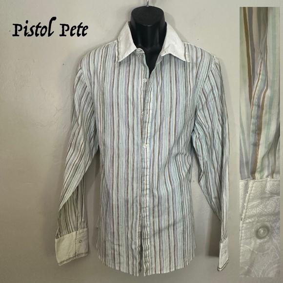Pistol Pete Stretch Contrast Long Sleeve Shirt XL runs small Gently worn - Picture 1 of 5
